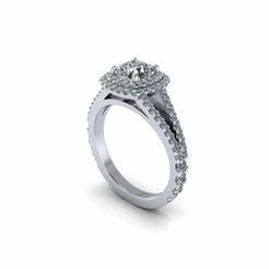 1.jpg Archivo STL Anillo Halo Diamante Redondo R6・Diseño imprimible en 3D para descargar