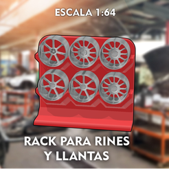RINES-Y-LL.png STL file RACK FOR RIMS AND TIRES 1:64・3D printable model to download