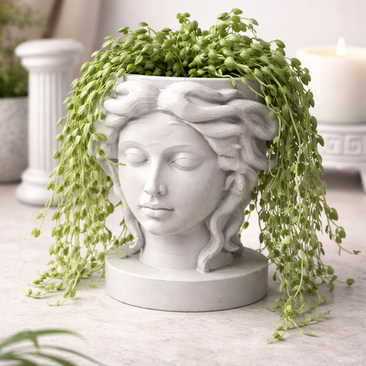 Medusa Head Planter – Greek Mythology Sculpture Pot | 3D Printable STL