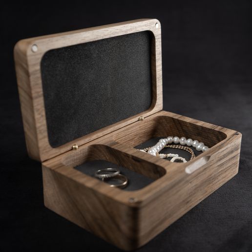 DSC03501.jpg Jewelry Box with Lid | STL File for 3D Printing | Two-Compartment Jewelry Organizer | Wooden Box Design for CNC