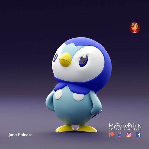 🐧 Piplup - Gen 4 Penguin・ STL File for ・Cults
