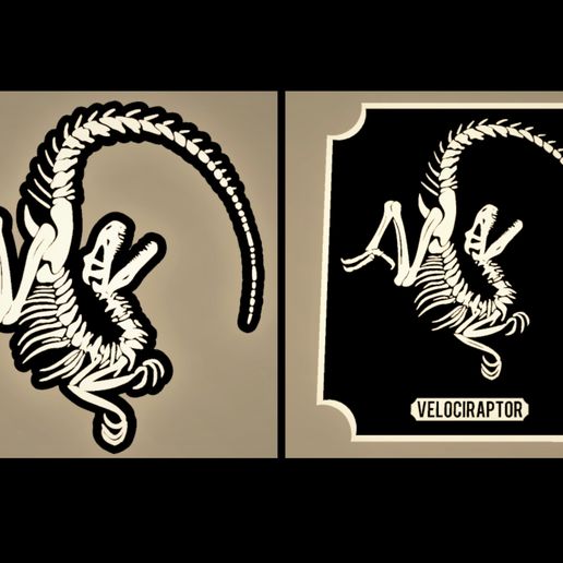 Velociraptor Fossil - Wall Art 3D model