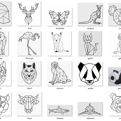 1-TODOS.png Fichier STL gratuit Animaux Géométriques 2d - 34 Modèles Mur・Design pour imprimante 3D à télécharger