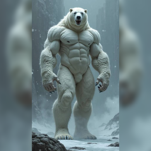 Polar Bear Humanoid STL - 3D Print Polar Bear - Humanoid Bear Model - Polar Bear Miniature - Polar Bear Humanoid Figure 3D model