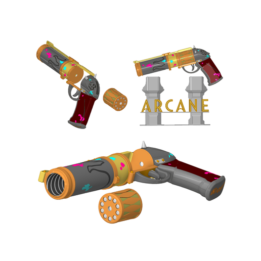 Jinx Hand Gun Prop | Thematic Display Plinth Available | By Collins Creations 3D 3D model