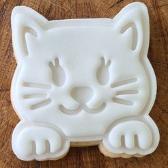 20230306_114055.jpg STL file Cute Cat Face Cookie Cutter, Stamper, Embosser・3D printable model to download