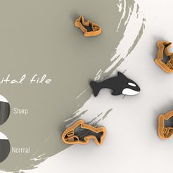2218-A.jpg Fichier STL Whale 3 Polymer Clay Cutter | Digital STL File | 5 Sizes | 2 Versions de Cutter・Modèle à imprimer en 3D à télécharger