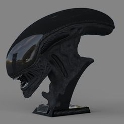 01.jpg 3D-Datei Alien Xenomorph Büste 3D Druck Stl Modell Diorama・Modell für 3D-Drucker zum Herunterladen