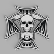 1.png Maltese Cross Motorcycle Fire Skull Motorcycle Fire Skull Wall Picture