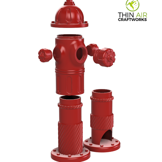 THIN CRAFTWORKS STL-Datei Feuer Hydrant Stash Container・Modell zum Herunterladen und 3D-Drucken, ThinAir3D
