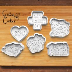 Bild-alle-Sprüche.jpg 3D file Valentine's Day Cookie Cutter set 0253・Design to download and 3D print