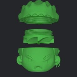 Captura-de-Pantalla-2023-09-06-a-las-1.28.00.jpg STL file GRINDER -ONE PIECE- ZORO CHIBI WITH THREAD AND GRINDERKING TANK 70X66X70 MM PRINT ON SITE FDM.・Model to download and 3D print