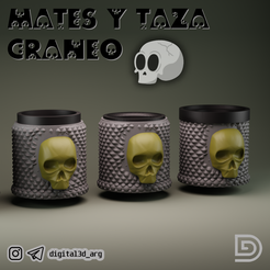 MATE-Y-TAZA-CRANEO.png Mug and mate with skull design