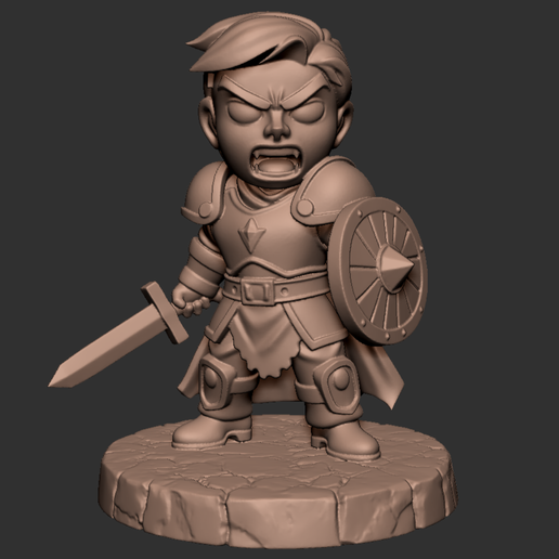 Rage Knight – Chibi Fantasy Warrior (3D Printable)