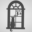 chat fenetre oiseau.JPG Wall decoration cat window bird window
