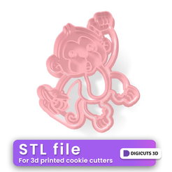 monkey-cookie-cutter.png Monkey STL File - Animals of the Jungle Cookie Cutter
