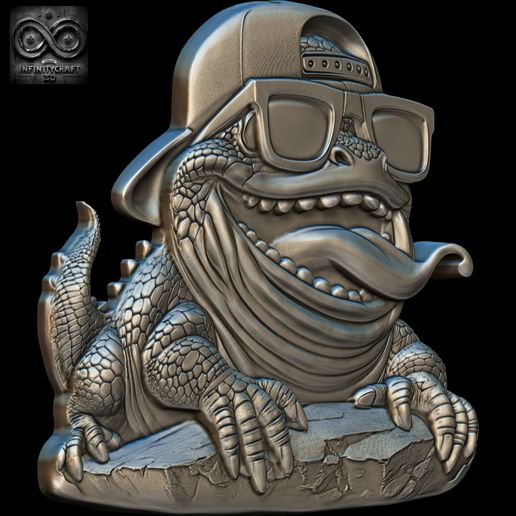 Funky-Lizard-Relief-3.jpg Funky Lizard Relief  STL File For 3D print model