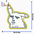 3.png Free STL file PIKACHU MEME COOKIE CUTTER / FACE・3D print model to download