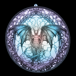 50a.png STL-Datei Glasmalerei Drachen Fenster Lithopane - 50・Vorlage für 3D-Druck zum herunterladen