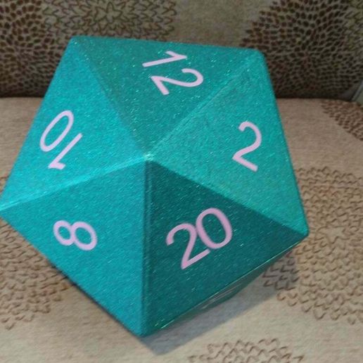 20_Sided_Die.jpg Descargue el archivo STL gratuito Icosaedro de 12" (ajustable) (Dado de 20 caras) / Caja D20 • Objeto para impresión 3D, Kresty