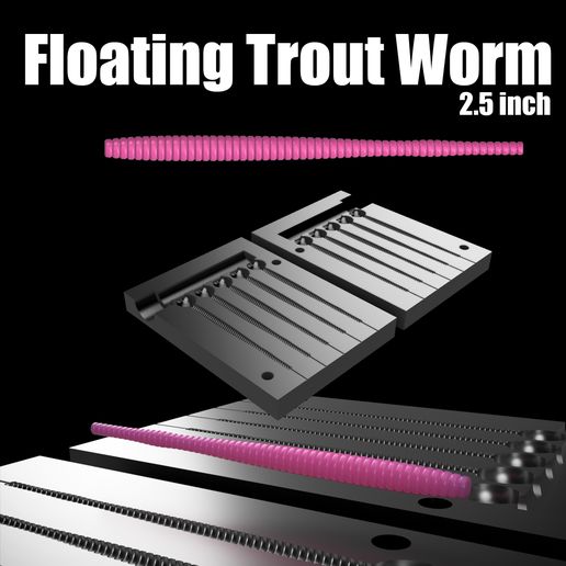 MOLD FLOATING TROUT WORM 2.5" . STL, STEP FILE FOR CNC AND 3D PRINT 3D model