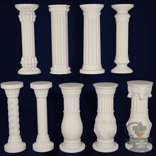 Modular Pillar Pack Vol. 1 – 9 pc Architectural Columns (28/32mm Scale)