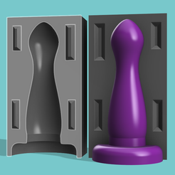 Model-and-Mold-50mm.png Бесплатный STL файл Старинный фаллоимитатор 50 мм с двухкомпонентной формой・Модель 3D-принтера для загрузки