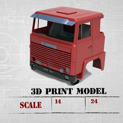 3D PRINT MODEL eee: : 14 | a4 SCALE Custom Cab OLDScanya Truck STL for RC