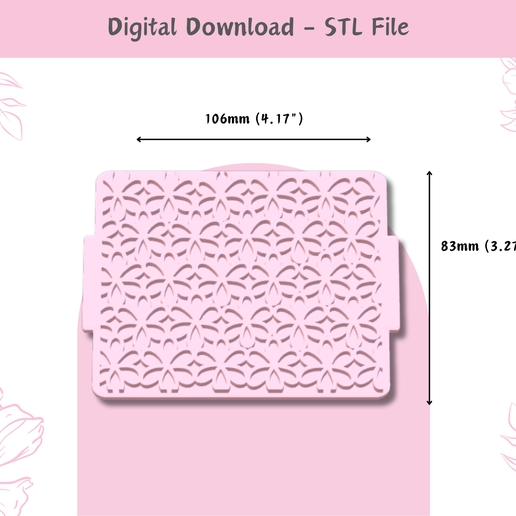 Flowers-texture-mat-2.png Blumen Textur Matte | STL Datei | Clay Prägestempel | Einzigartiges Muster | Polymer Clay Ohrringe | Clay Tools