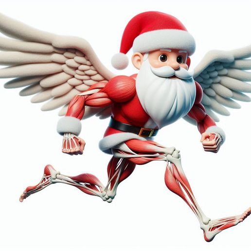 Anatomical Running Santa Figurine - Muscle Study Holiday Decor