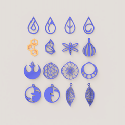 6646 6x¥O VOD G66 9 STL file U2 forms earrings set・3D printing model to download
