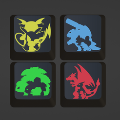 Starter.png Archivo STL Pokemon Keycaps Starter Pikachu, Schiggy, Gumanda, Bisasam cherry mx・Modelo para descargar e imprimir en 3D