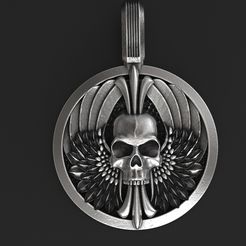 skull.6.jpg Fichier STL Pendentif tête de mort avec ailes pour motards 335・Plan imprimable en 3D à télécharger