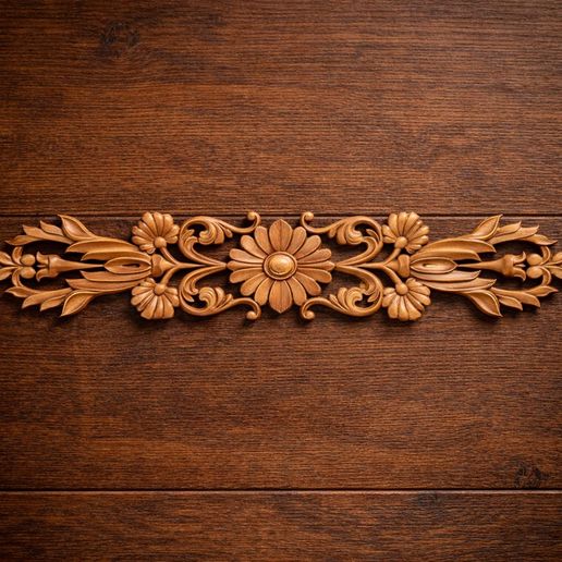 Baroque Floral Scroll Applique STL for CNC Router