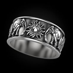 Ring-of-elephants-go-to-the-sun-Updated-1.jpg STL file Ring of elephants go to the sun Updated・3D print design to download