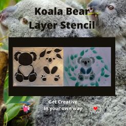 Koala-Bear-Layer-Stencil.jpg Fichier STL Pochoir à couches pour l'ours Koala・Modèle pour imprimante 3D à télécharger, StencilAllure