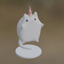 cat_fat_unicorn.png Fat Unicorn Cat - Figurine Flying upright