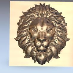 lion_headB1.jpg Free STL file lion head bas-relief model for cnc・Template to download and 3D print