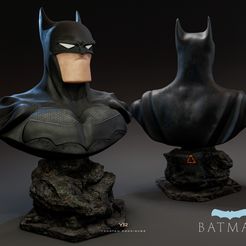 BatmanRender-2.jpg Datei 3MF Batman-Büste・Design für 3D-Drucker zum herunterladen