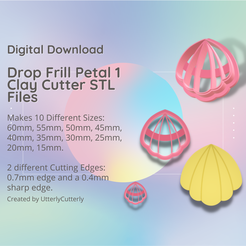 Pink-and-White-Geometric-Marketing-Presentation-Instagram-Post-Square.png Archivo 3D Cortador de arcilla Drop Frill Petal 2 - Descarga de archivos digitales STL de flores - 10 tamaños y 2 versiones de cortadores・Modelo para descargar e imprimir en 3D, UtterlyCutterly