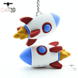 Cutie3D-Click Rocket Fidget Clicker Keychain_09.png Cutie3D Click Rocket Fidget Clicker Keychain - Cute Backpack Keychain