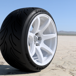 work-t7r-mono-v9978.png STL file WORK t7r Monoblock rims with tires for diecast and scale models・3D printing idea to download