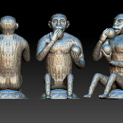 monkey.jpg Datei STL Affen・Modell für 3D-Druck zum herunterladen