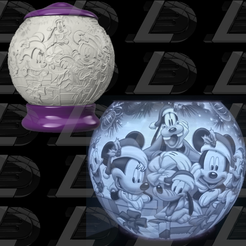 Vignette1.png STL file Mickey Christmas night light lithophane・3D print design to download