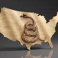 Dont-Tread-On-Me-Wavy-Flag-US-Map-©.jpg Dont Tread On Me Flag - Pack - CNC Files For Wood, 3D STL Models