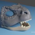T-Rex-Mask-Render2.jpg STL file T-Rex Dino Wearable moveable mask・3D printer design to download