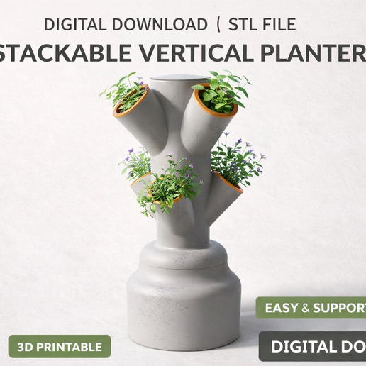 🪴 Stackable Vertical Planter STL | Tower Garden・ 3D File for 3D ...