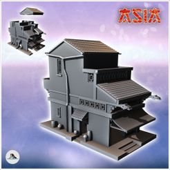 1-PREM.jpg STL file Asian two-storey house with multiple floors (15) - Asian Asia Oriental Angkor Ninja Traditionnal RPG Mini・Model to download and 3D print