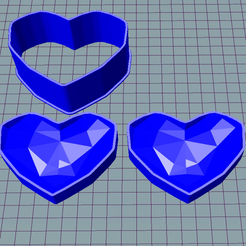 LowPoly_heart_8.png STL file Mold LowPoly Heart 9CM・3D printable design to download