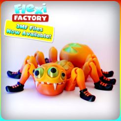 flexi-factory_spider3mf.jpg STL file Cute Flexi Print-in-Place Spider・3D printer model to download